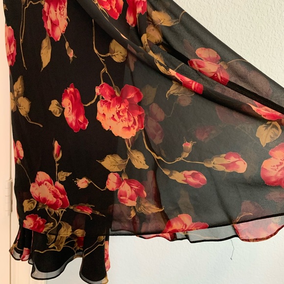 Talbots Petites Sheer Layered Floral Dress Sz 4 - Picture 2 of 5